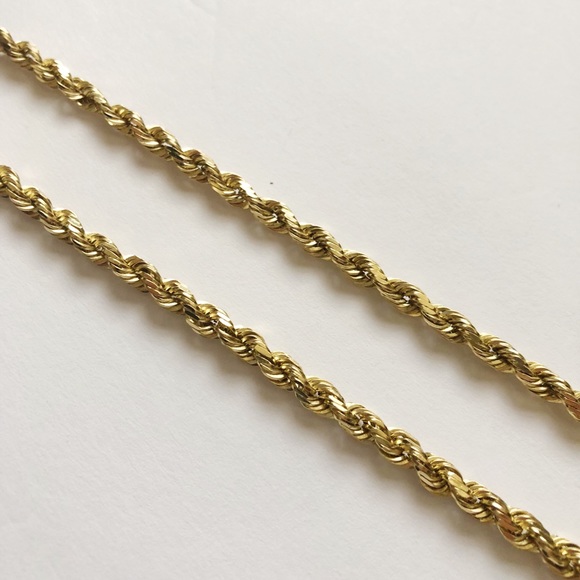 14K Solid Gold Rope BBB Necklace (22 in)